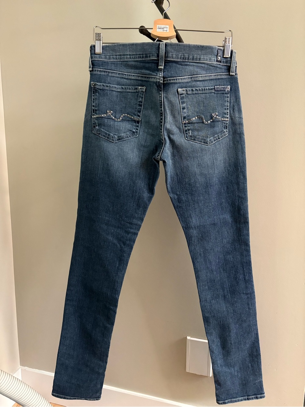 7 For All Mankind Vintage Blue Denim Jeans with studded/embellished back pockets
